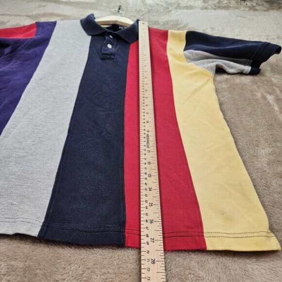 Lands End Direct Merchants Polo Shirt Vertical Striped Color Block Mens Size M - Picture 5 of 10